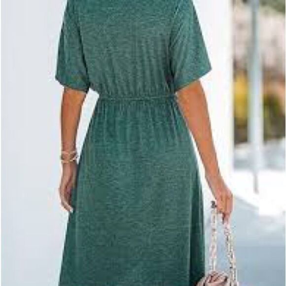 NWT CUPSHE M V-Neck Mini Dress Short Sleeves Twisted Front Dresses Casual Summer - Picture 7 of 12